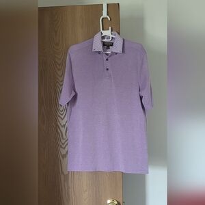 JOHNSTON & MURPHY MEN'S LAVENDER SHORT SLEEVE POLO SHIRT SMALL